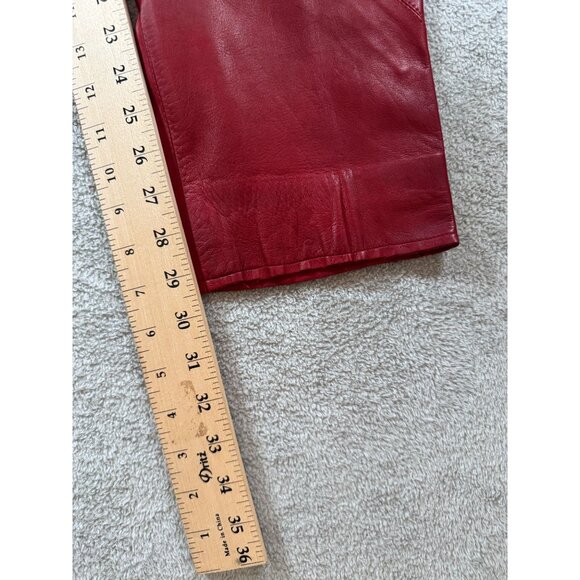 Vintage Polly Edwards By Tendances Red Genuine Leather Womens High-Waisted Pants - Picture 6 of 10